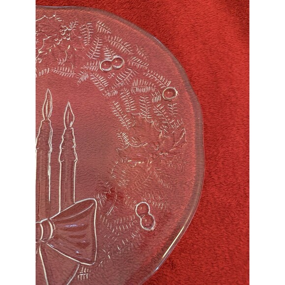 Christmas Vintage Pilgrim Glass Wreath Candle Holiday Serving Platter Plate 12.5 - Picture 5 of 10